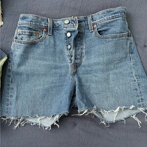 Levi’s wedgie straight Distressed Denim Shorts